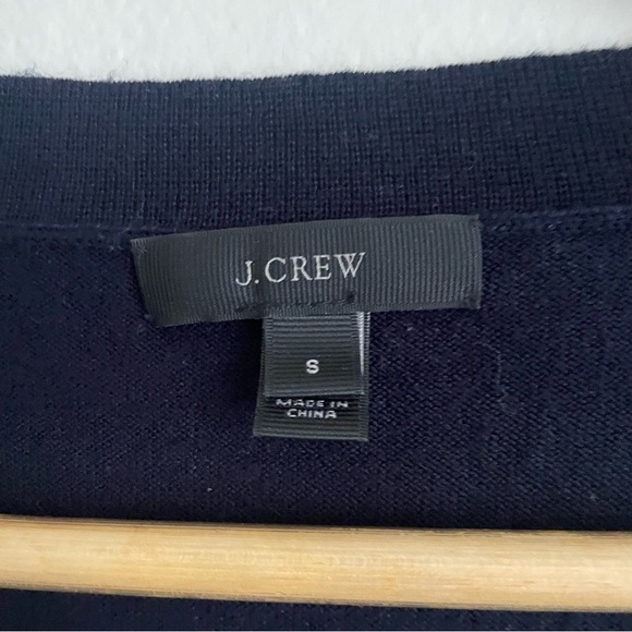 J. Crew 100% Merino Wool Cardigan Sweater Navy with Contrast Trim - Size S - Picture 5 of 6